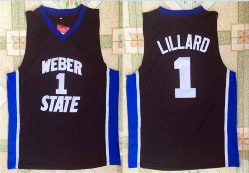 Men Weber State University #1 Lillard Black NBA NCAA Jerseys